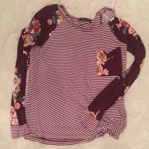 Pink clover striped long sleeve knit